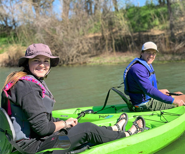 Damon and EJ kayaking